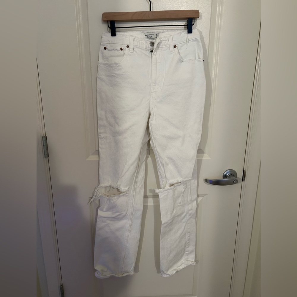 White straight leg jeans